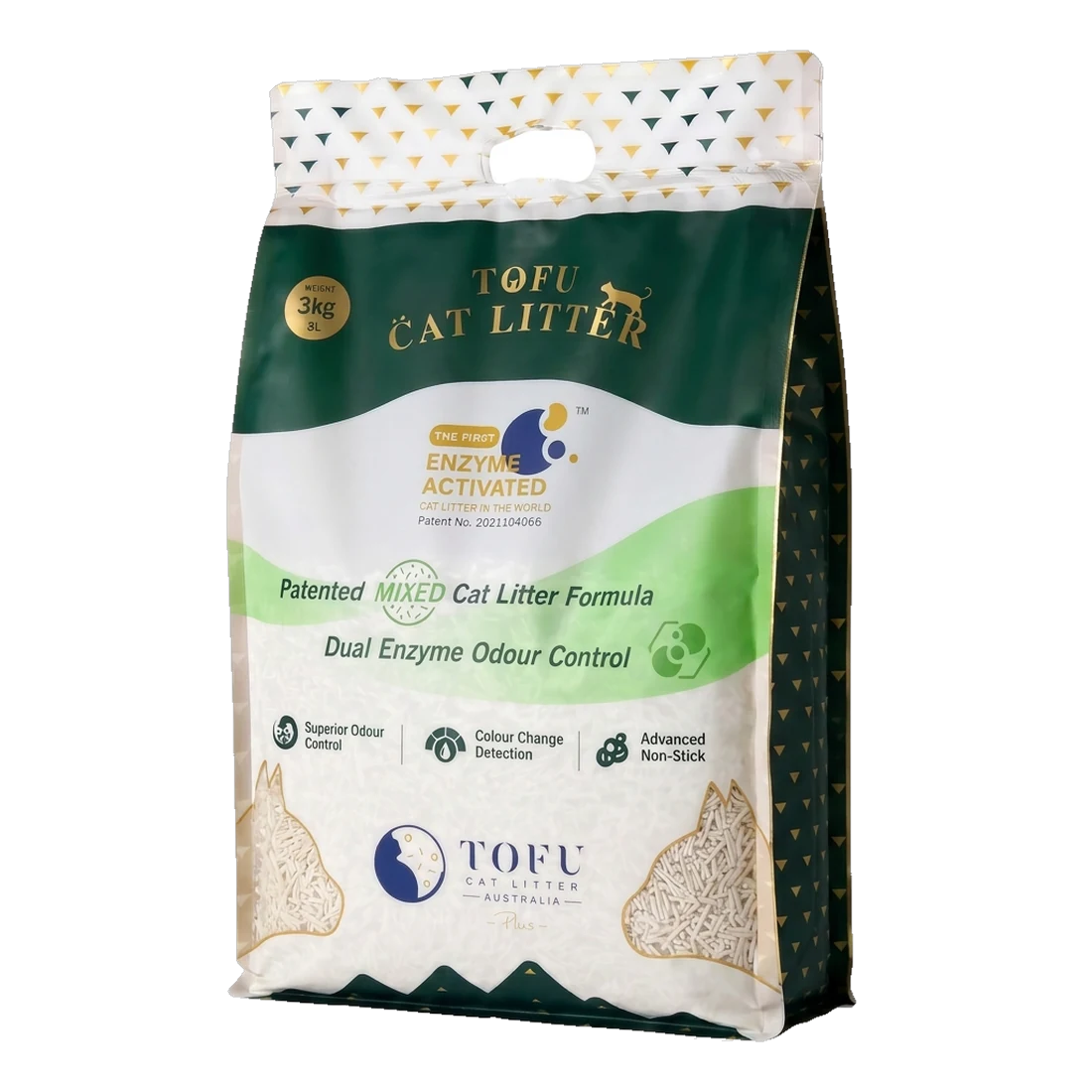 Tofu Cat Litter Australia Plus 3 kg pack, angled view